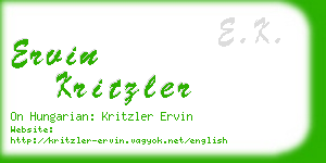 ervin kritzler business card